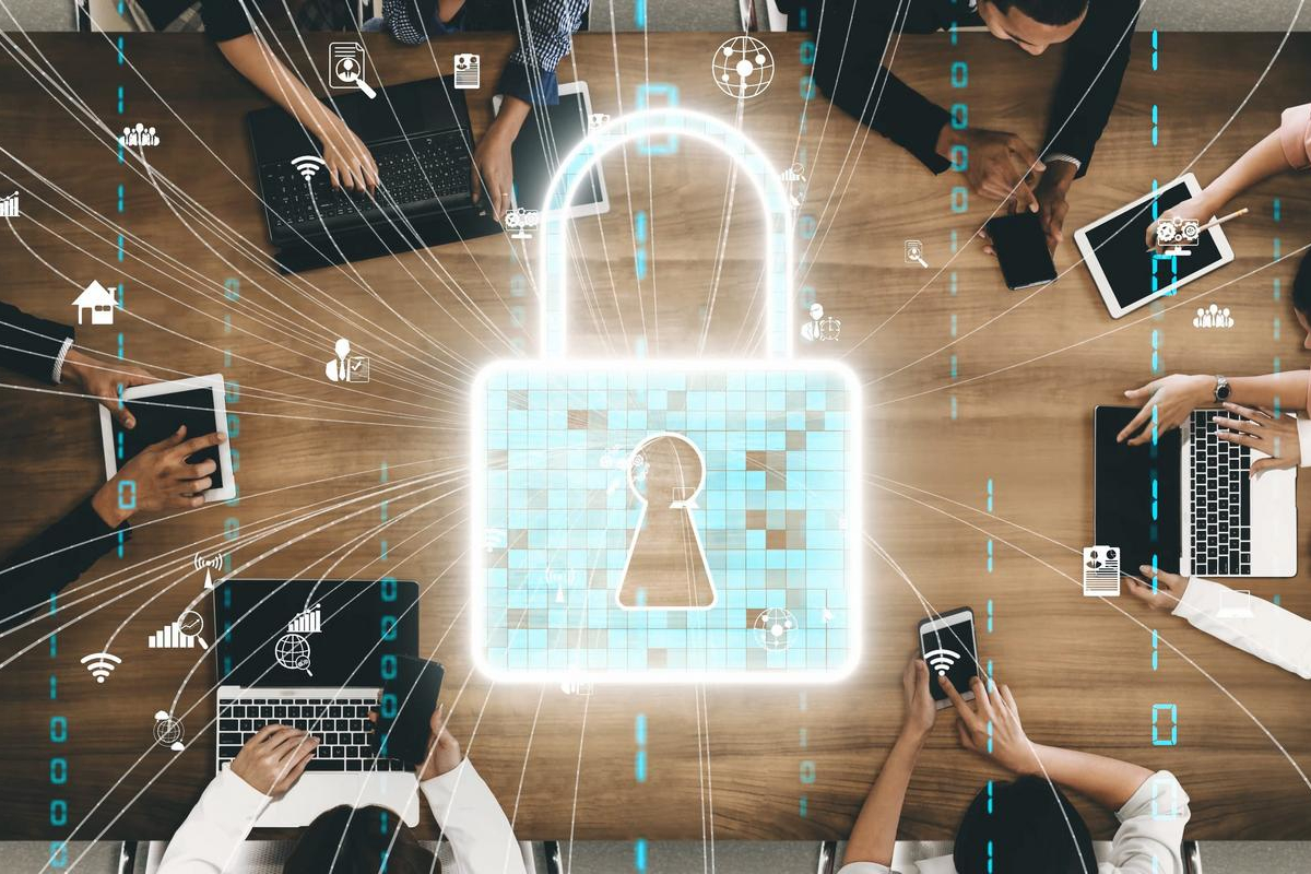 Cybersecurity padlock concept.