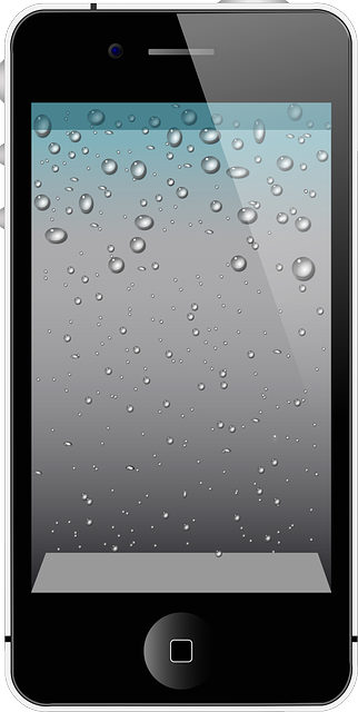 Graphic of an iPhone with an image of water droplets on the screen