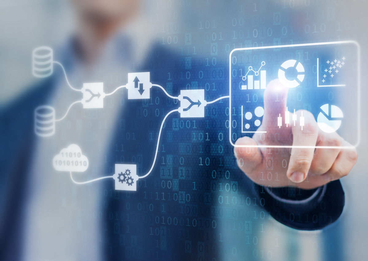 Businessman Hand Working with a Cloud Computing Diagram