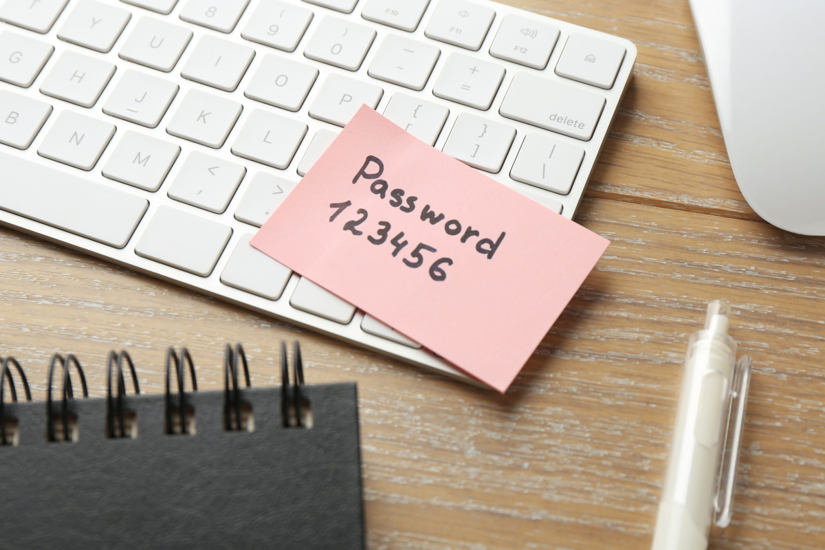 Paper note with password.