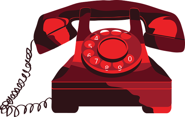 Clip art of a red rotary telephone