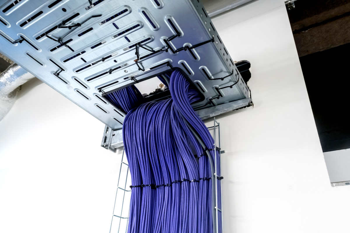 Structured cabling coming out of a roof