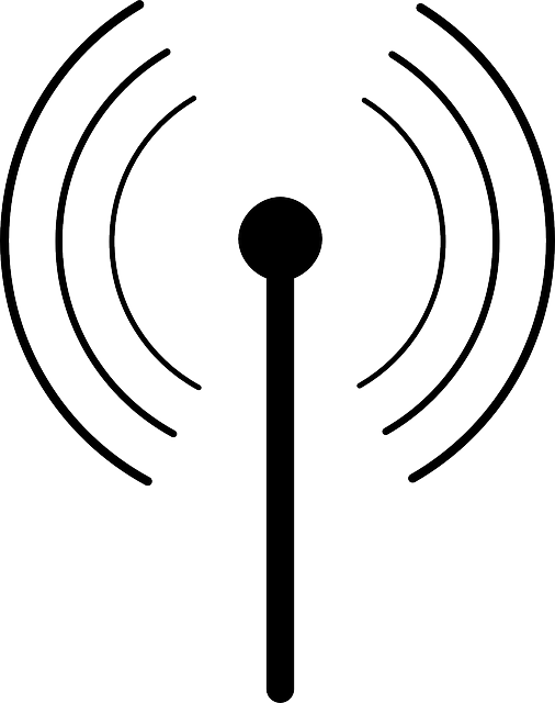 Stylized representation of a wireless radio antenna with radio signals emanating from it