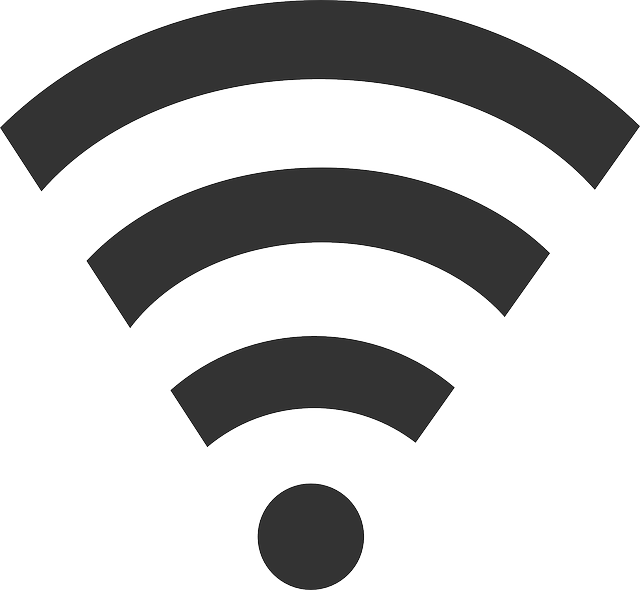 Simple representation of a wireless signal: a circle with 3 waves emanating from it
