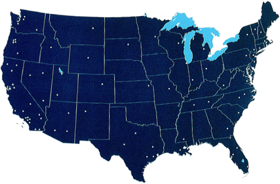 Illustration of United States Map in Dark Blue